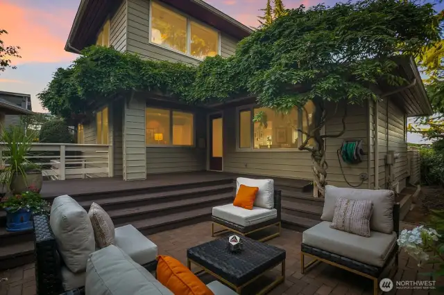 Backyard patio with conversation pit