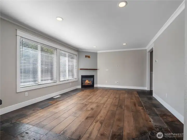 Beautiful inlaid plank flooring for a custom touch!