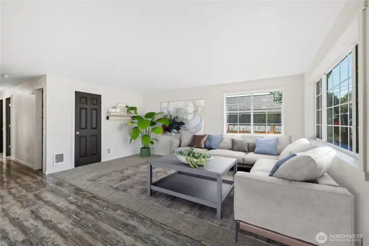 Virtual Staging-Large Living Room (Coat Closet in Back)