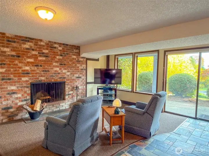 Lower level fireplace
