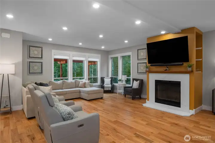 Wood fireplace.
