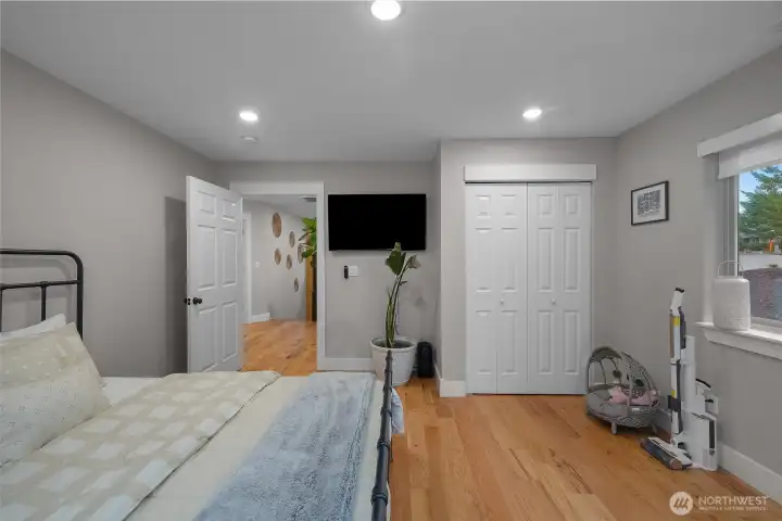 Bedroom 2 looking to closet and hall.