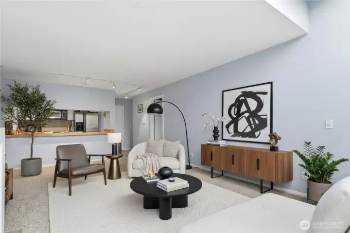 Plenty of room to add a dining table. Virtually Staged.