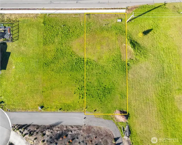 Lot 2 Aerial overhead view of shared driveway and sidewalk.