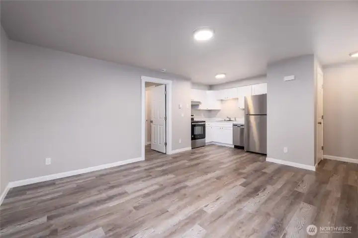 Open floor plan in 1 bedroom apartments