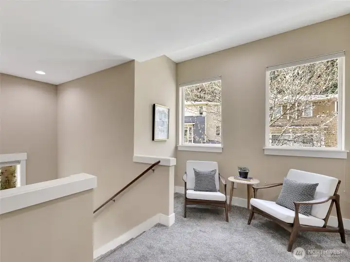 Reading nook at the top of the stairs