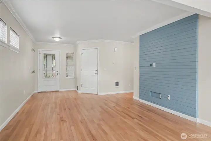 Living room view without virtual staging.