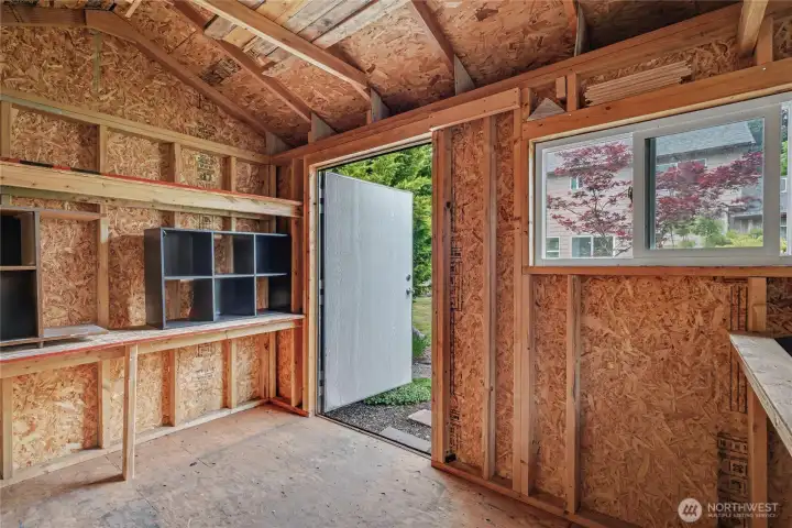 View of the inside of your yard shed, nicer than most!