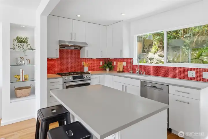 Plenty of counter space and storage,