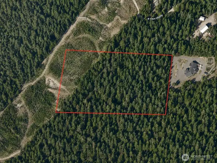 Overhead view with approximate boundaries in red. Overhead view with approximate boundaries in red.