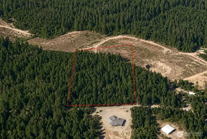 Overhead view with approximate boundaries in red. Overhead view with approximate boundaries in red.