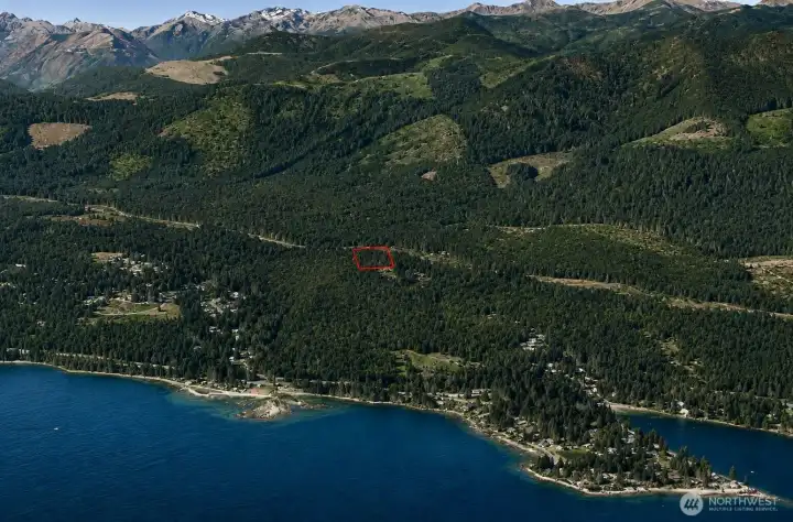 Overhead view with approximate boundaries in red. Overhead view with approximate boundaries in red.