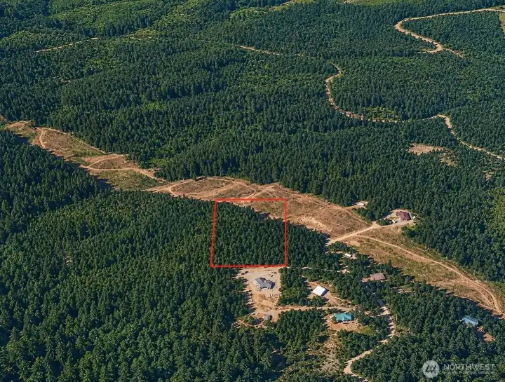 Overhead view with approximate boundaries in red. Overhead view with approximate boundaries in red.