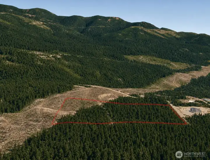 Overhead view with approximate boundaries in red. Overhead view with approximate boundaries in red.