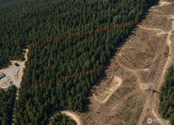 Overhead view with approximate boundaries in red. Overhead view with approximate boundaries in red.