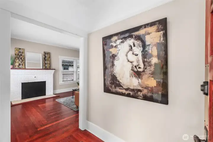 The entry! Note that the fireplace has not functioned and this owner has not used it. Nice brickwork though. The entry! Note that the fireplace has not functioned and this owner has not used it. Nice brickwork though.