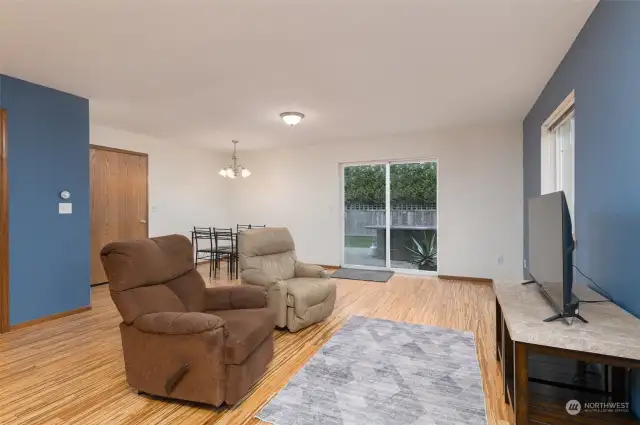 Open concept family room  Great for entertaining.   View is from kitchen.