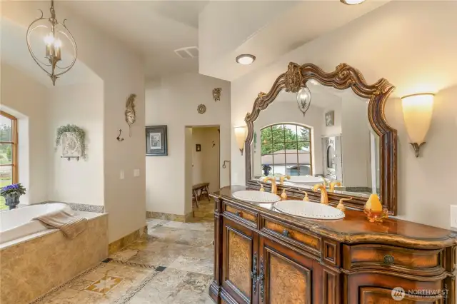 The primary bathroom is a sanctuary.