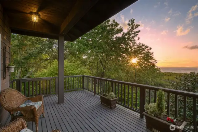 Deck with upper access providing gorgeous water views.