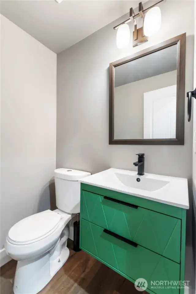 One of two half baths on the main level.