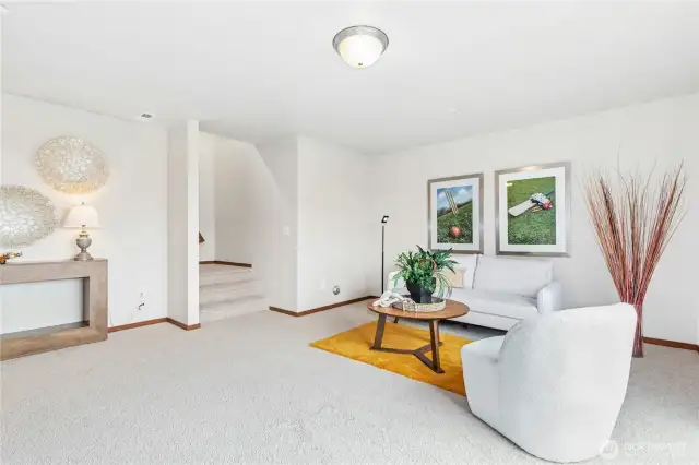 Lower level family room with slider to patio area