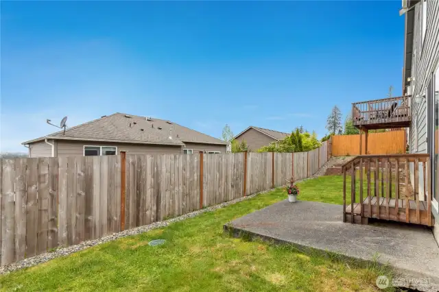 Fenced yard with level lawn area