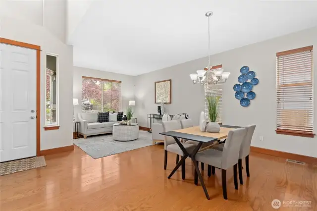 Rich hardwoods in Living and Dining areas.