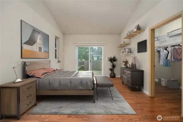 Virtually staged primary bedroom.