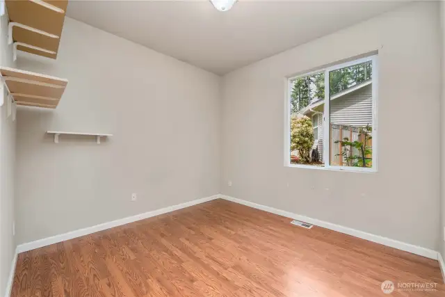 Office is large enough to be a 3rd bedroom. It has a cut-out behind the door that a closet could easily be added into.