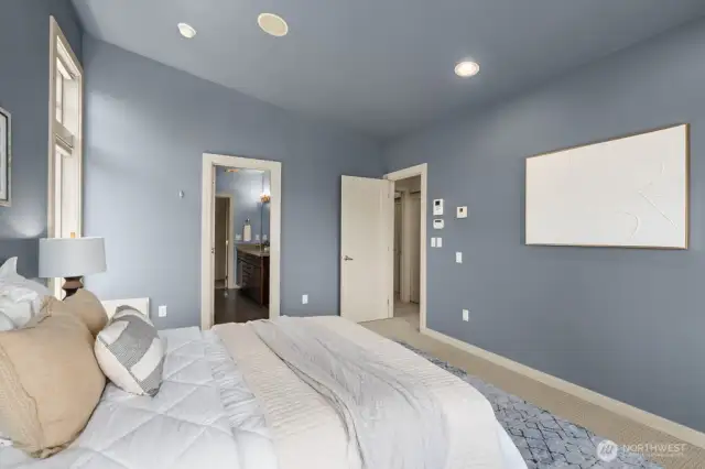 Vaulted ceilings in the upstairs bedroom