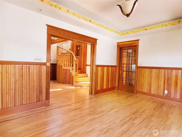 Dining Room w doors to Living Room and Kitchen