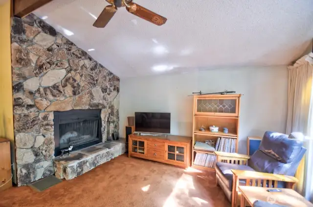 Living room with fireplace.