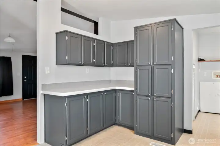 tons of cabinets for storage space