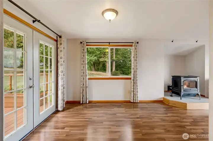 Dining space with French doors