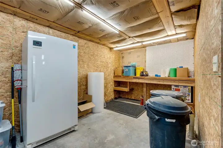 Attached Garage with Work Space