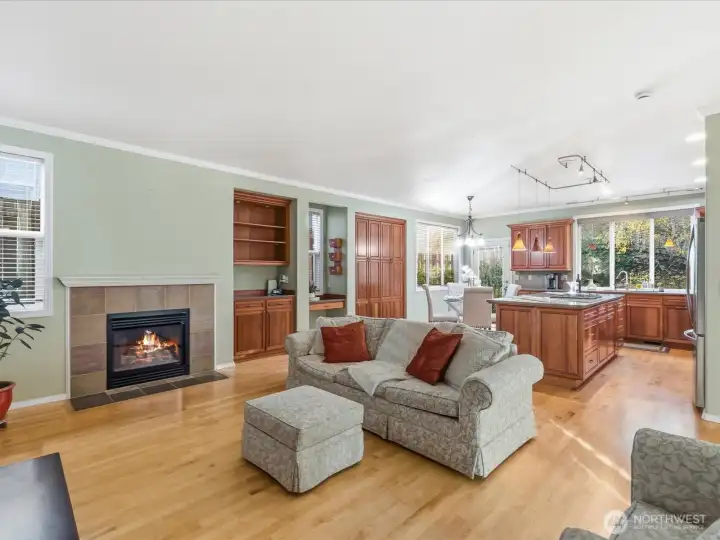 Fireplace and dry bar