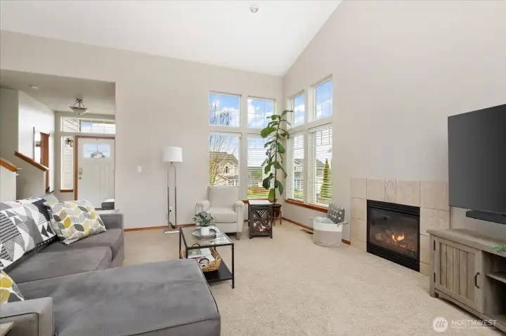 Natural gas fireplace keeps things cozy.