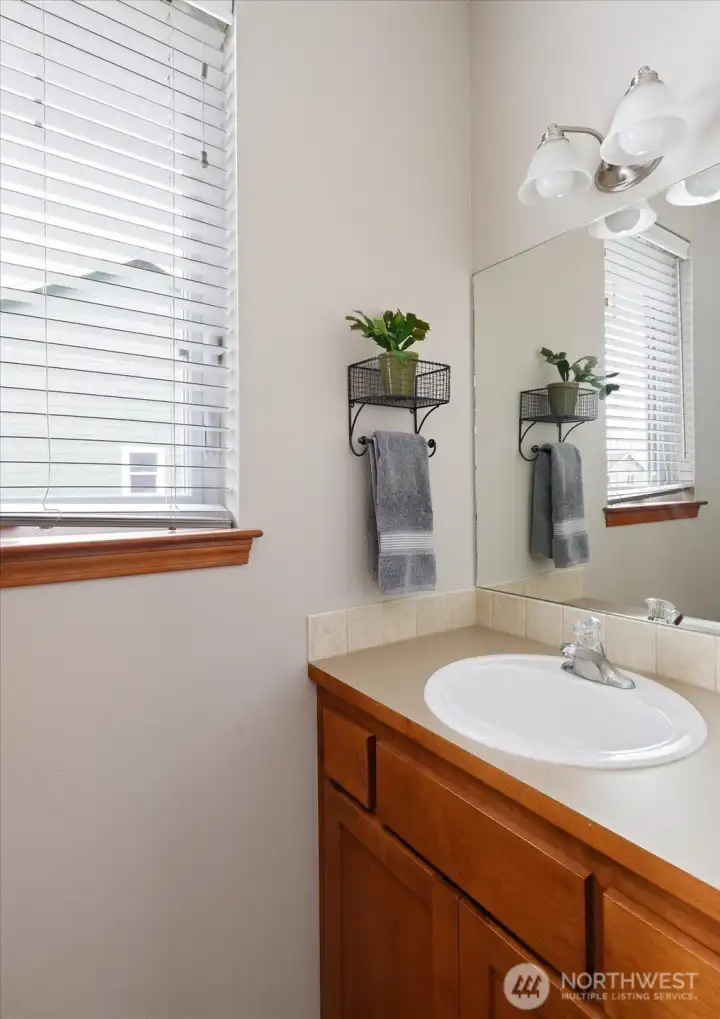 1/2 bath near front entry.