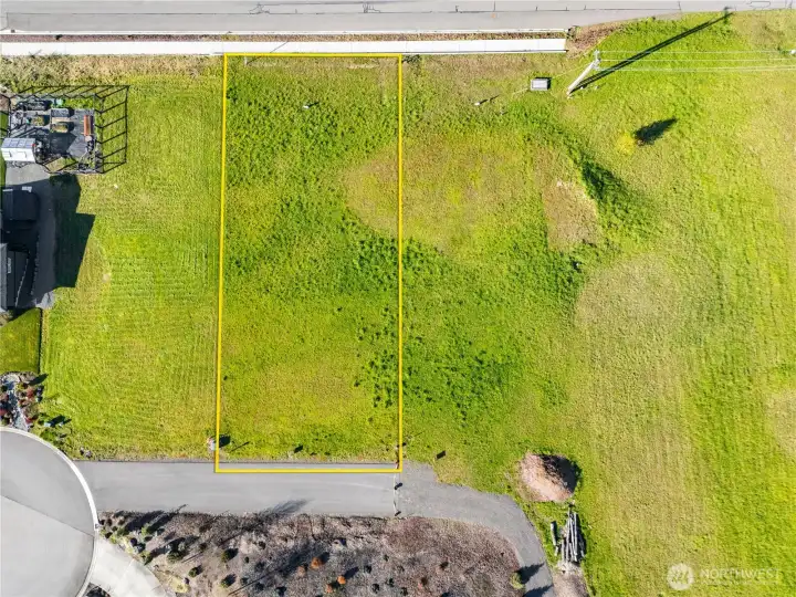 Lot 3 Aerial overhead view of lot, shared driveway and sidewalk.