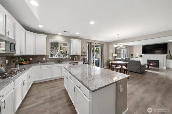 View of the great room from the kitchen