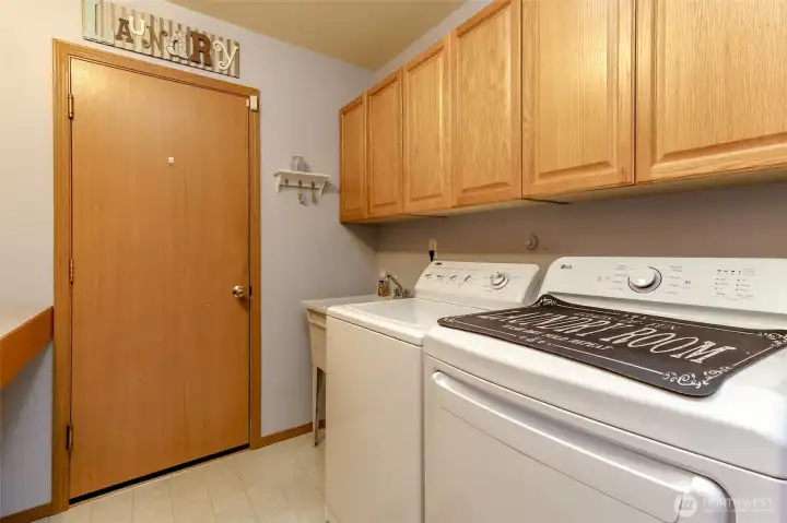 Door to garage via laundry area