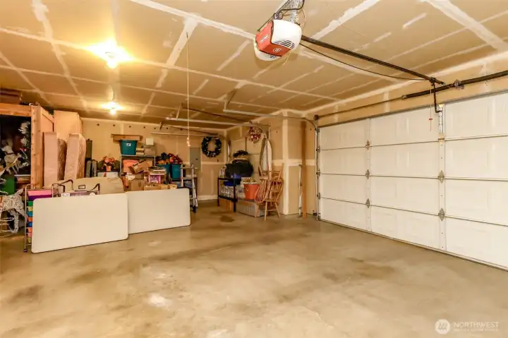 3 car garage with built in storage area