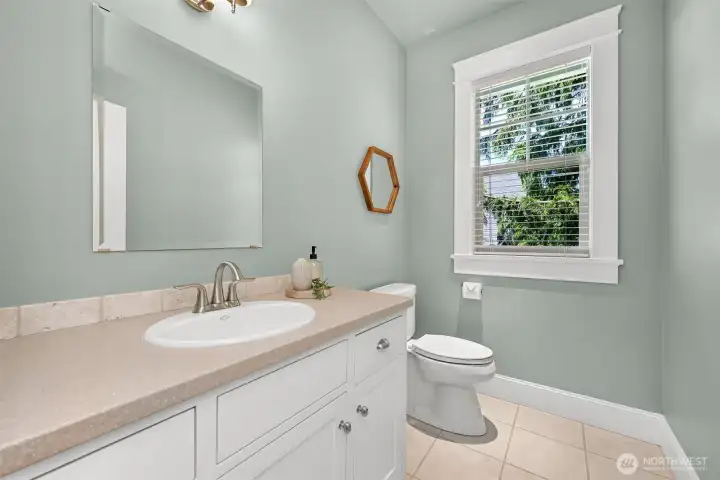 Guest bathroom off the kitchen Guest bathroom off the kitchen
