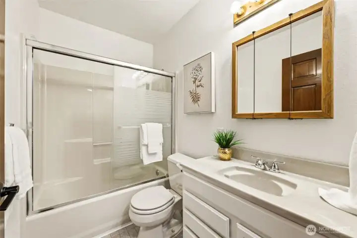 A full lower-level bath adds convenience for the bonus spaces and guest use.