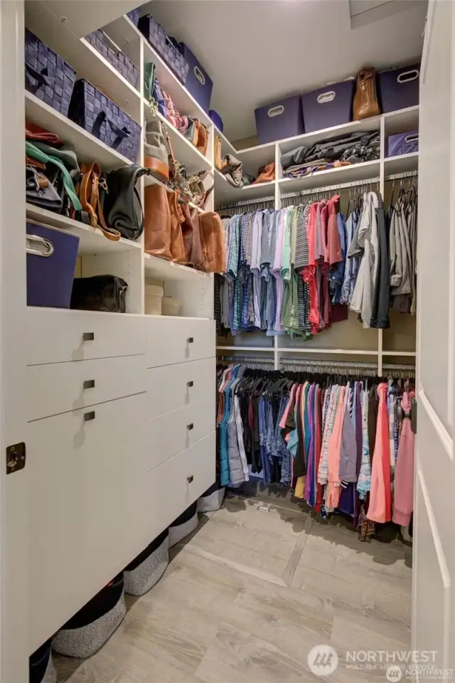 Custom California Closet installed in primary suite