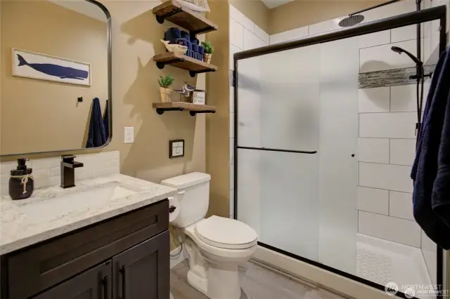 Primary bath with custom tile work