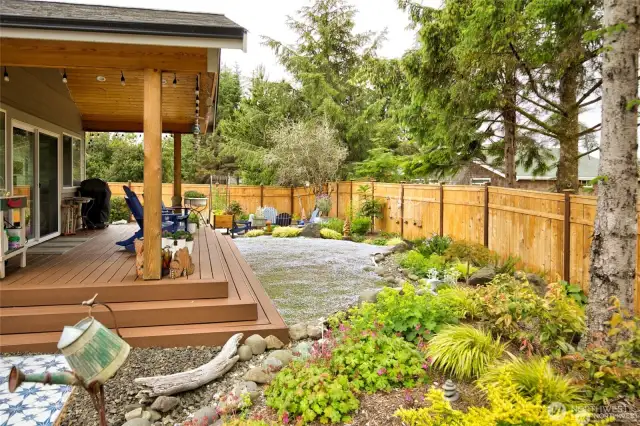 Covered deck with plumbed propane for BBQ.