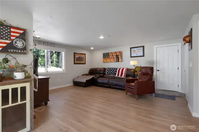 Family room off kitchen with access to the garage.