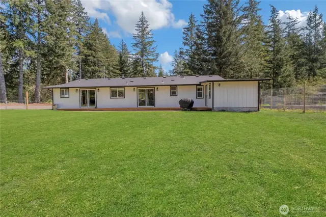 Back yard is large and open and easy to care for.