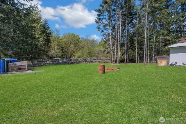 Back yard, great for goats, chickens, pets